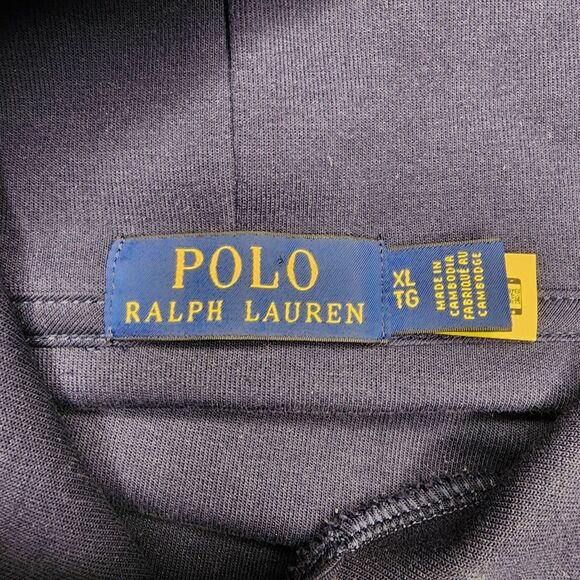 Polo Ralph Lauren Hoodie Sweatshirt Big Pony Dot War Print Mens Size XL Blue - Picture 2 of 7